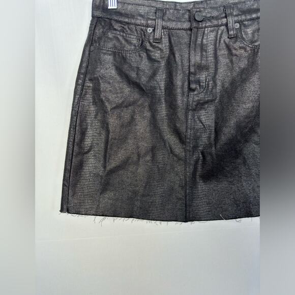 Blank NYC Black Snake Skin Cotton Mini Skirt Size 27 - Picture 3 of 11